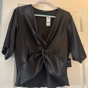 Express Black Satin Twist Blouse size medium